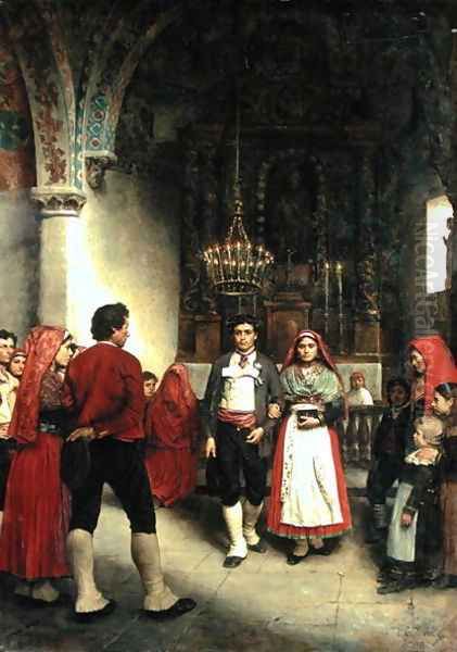 A Wedding at Laruns, 1881 Oil Painting by Louis Capdevielle