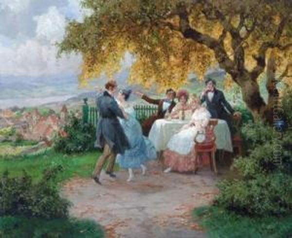 Dancing In The Vineyards Oil Painting by Rudolf Alfred Hoger