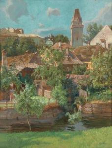 Garten In Perchtoldsdorf Oil Painting by Rudolf Alfred Hoger