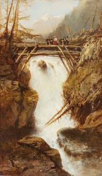 Wasserfall Im Gebirge Oil Painting by Charles Hoguet