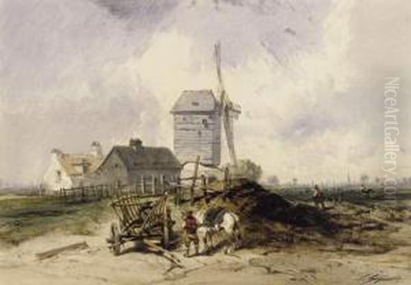 Cheval Et Charrette Pres De La Cote Oil Painting by Charles Hoguet