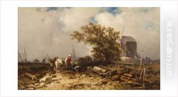 Travaux Pres Du Moulin Oil Painting by Charles Hoguet