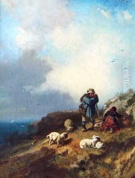 Schafhirten An Der Normannischen Kuste Oil Painting by Charles Hoguet