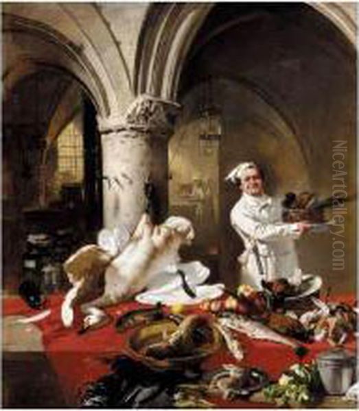 The Chateau Kitchen Oil Painting by Charles Hoguet