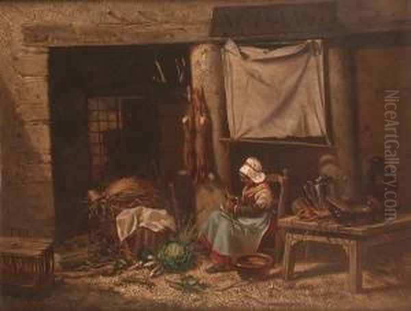 Preparing Vegetables Oil Painting by Charles Hoguet