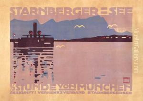 Starnberger See. 1910. Oil Painting by Ludwig Hohlwein