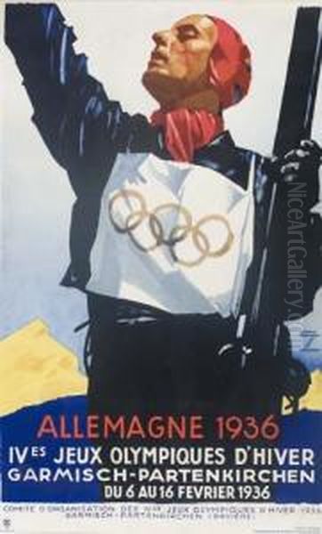 Allemagne 1936 / Ives Jeux Olympiques D'hiver. 1936. Oil Painting by Ludwig Hohlwein