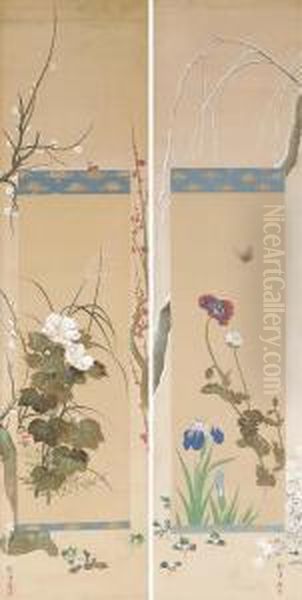 Flowers Of The Four Seasons Oil Painting by Sakai Hoitsu