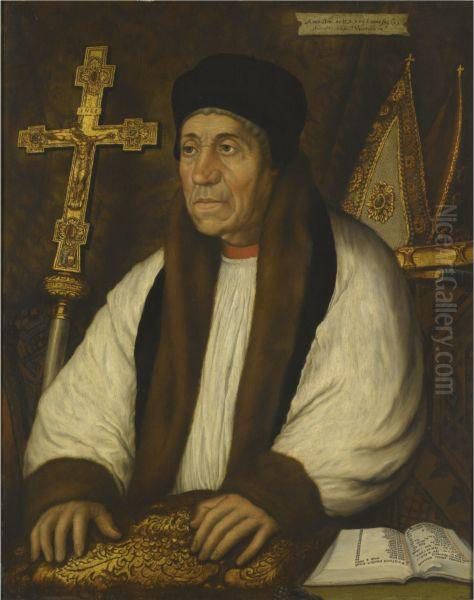 Portrait Of William Warham, Archbishop Of Canterbury (c.1450 - 1532) Oil Painting by Hans Holbein the Younger