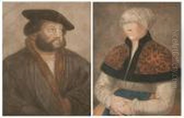 Hans Holbein And Holbein's Wilfe Oil Painting by Hans Holbein the Younger