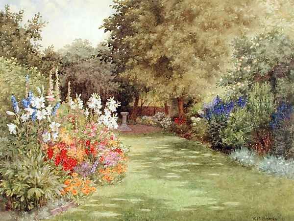 A Garden in July, c.1910 Oil Painting by Violet Common