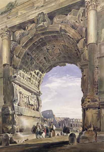 Arch of Titus, Rome, 1842 2 Oil Painting by Thomas Hartley Cromek