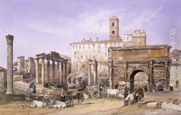 Campo Vaccino in Rome, 1844 Oil Painting by Thomas Hartley Cromek