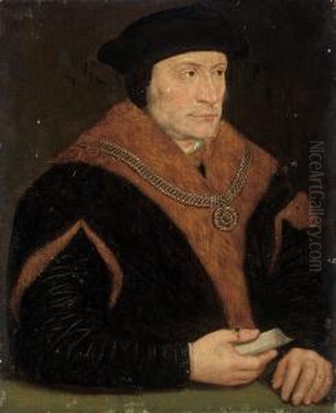 Portrait Of Sir Thomas More (1478-1535), Lord Chancellor Oil Painting by Hans Holbein the Younger