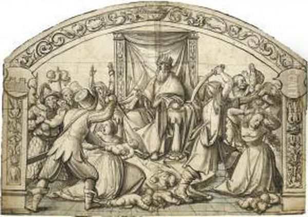 The Massacre Of The Innocents: Design For Stained Glass Oil Painting by Hans Holbein the Younger