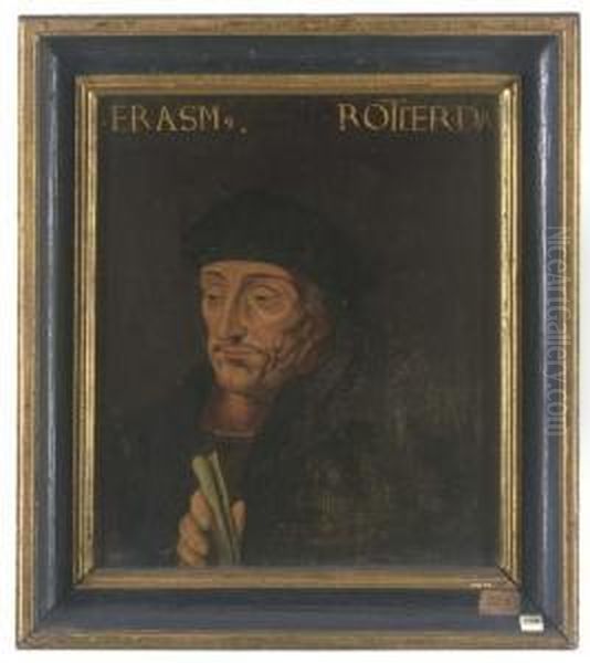 Portrait Of Erasmus, Bust Length Oil Painting by Hans Holbein the Younger