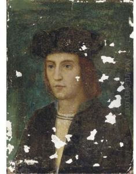 Portrait Of A Gentleman, Bust-length, In A Black Cap Oil Painting by Hans Holbein the Younger