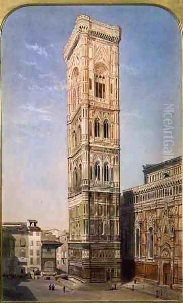 Giotto's Tower, Florence, 1857 Oil Painting by Thomas Hartley Cromek