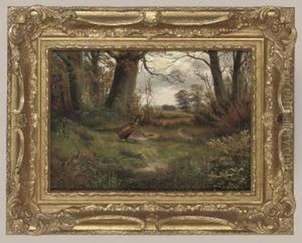 Pheasants By A Woodland Track Oil Painting by Benjamin, Ben Hold