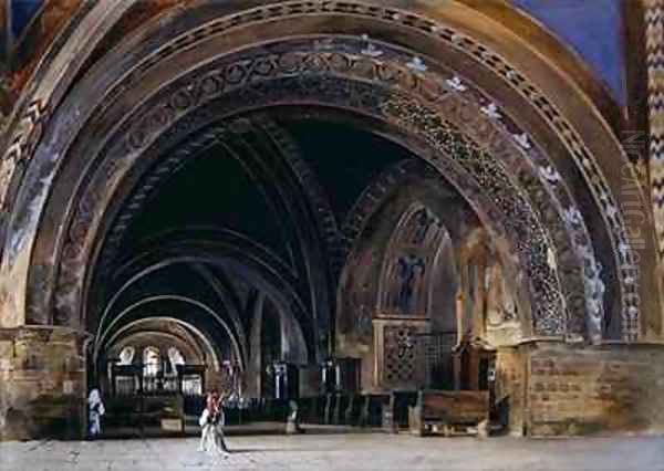 The Interior of the Lower Basilica of St Francis of Assisi Oil Painting by Thomas Hartley Cromek