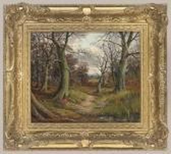 A Cock And A Hen Pheasant On A Wooded Path Oil Painting by Benjamin, Ben Hold