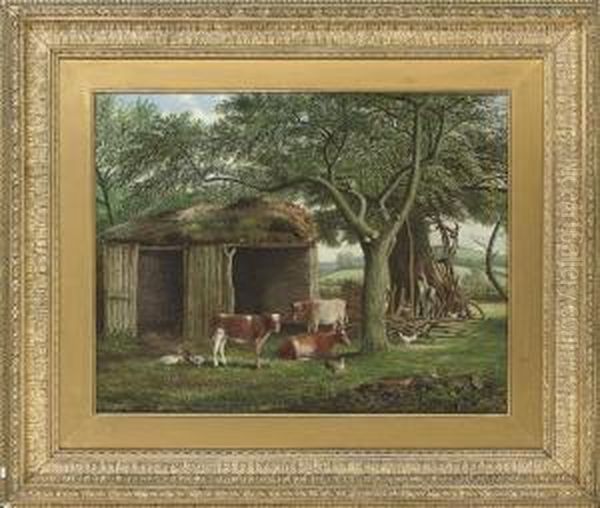 By The Cattle Shed Oil Painting by Benjamin, Ben Hold