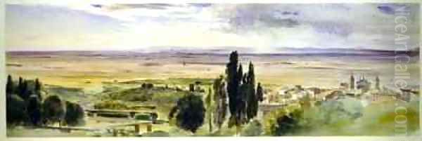 Frascati from the Villa Aldobrandini Oil Painting by Thomas Hartley Cromek