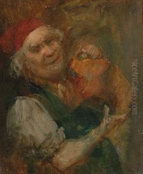 A Portriat Of A Man With A Flagon Oil Painting by Albert William Holden