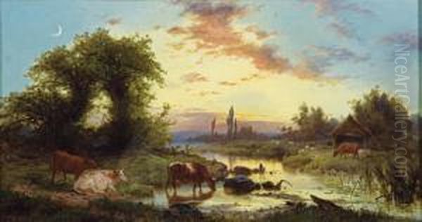 The Watering Place Oil Painting by Edward Henry Holder