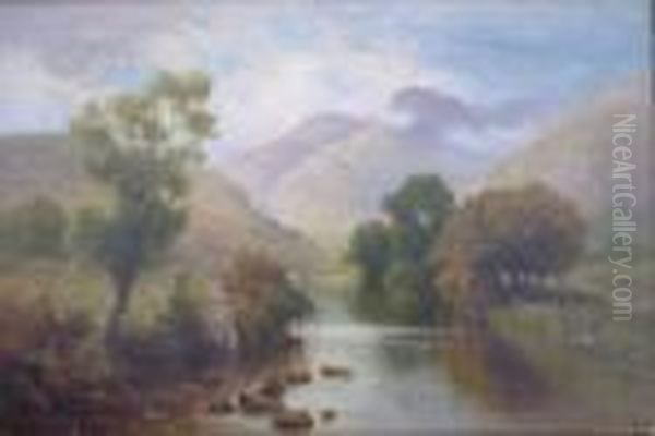 The Langdale Pikes, Westmorland Oil Painting by Edward Henry Holder