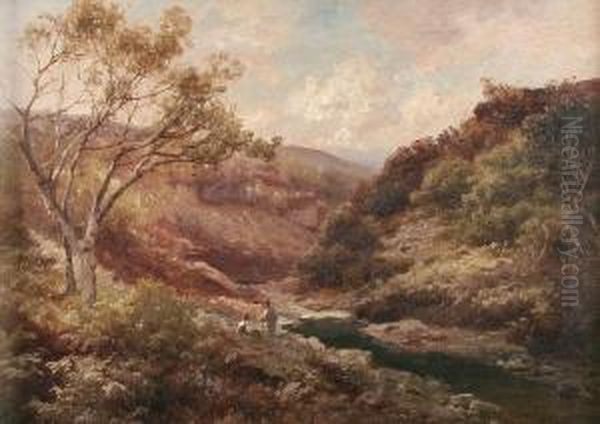 Edward Henry Holder (19th/20th Century)
Two Figures At Rest Beside An Upland River. Oil Painting by Edward Henry Holder