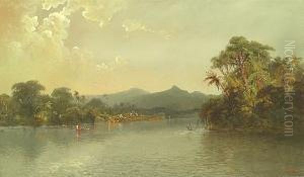 Tropical River Scene Oil Painting by Ramsome Gillet Holdredge