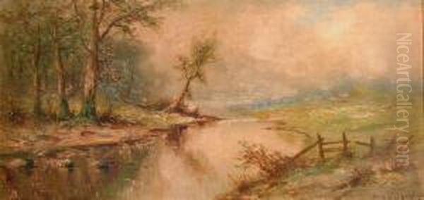 Wooded Landscape With A Stream Oil Painting by Ramsome Gillet Holdredge