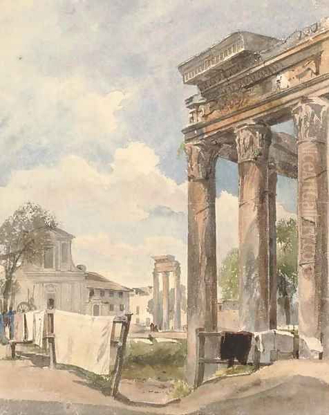 In the Forum, Rome Oil Painting by Thomas Hartley Cromek