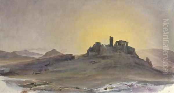 The Acropolis of Athens at sunset Oil Painting by Thomas Hartley Cromek