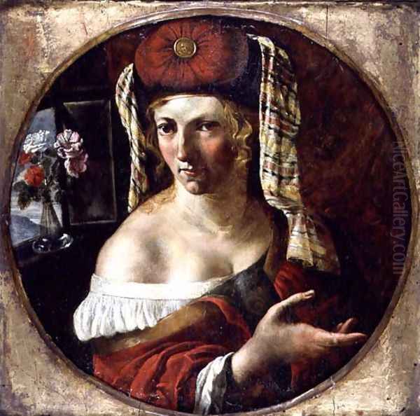 A Sibyl Oil Painting by Angelo Caroselli