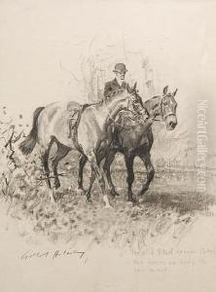 The Old Stud Groom Takes The Horses On Early To The Meet Oil Painting by Gilbert Holiday