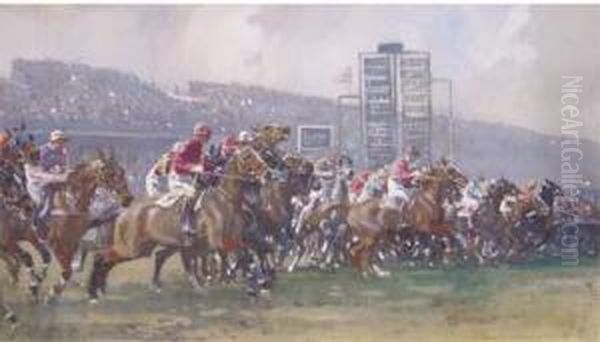 At The Start, The Grand National Oil Painting by Gilbert Holiday