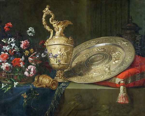 Still Life with a Gilded Ewer Oil Painting by Meiffren (Ephren) Conte (Leconte)