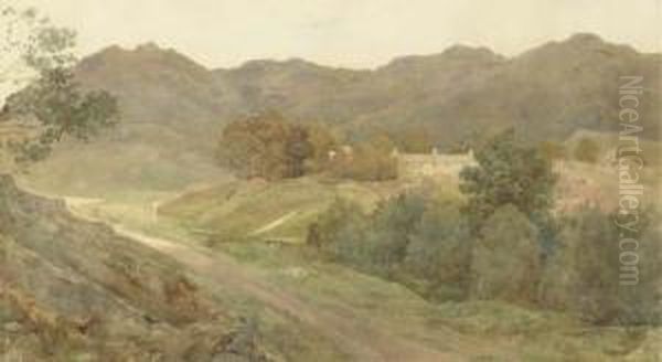 A View In The Lake District Oil Painting by Henry Holiday