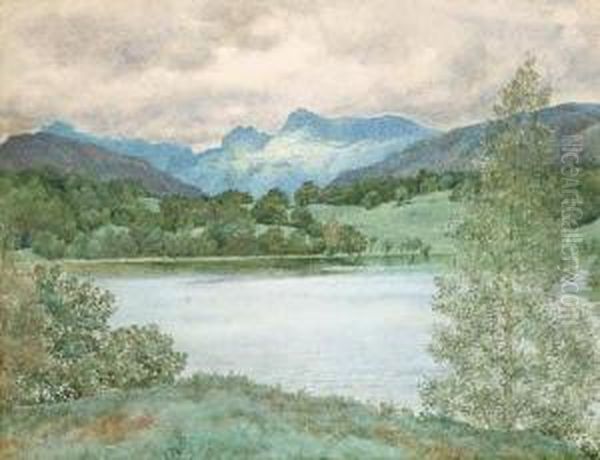 Loughrigg Tarn, Westmorland, Lake District, Cumbria Oil Painting by Henry Holiday