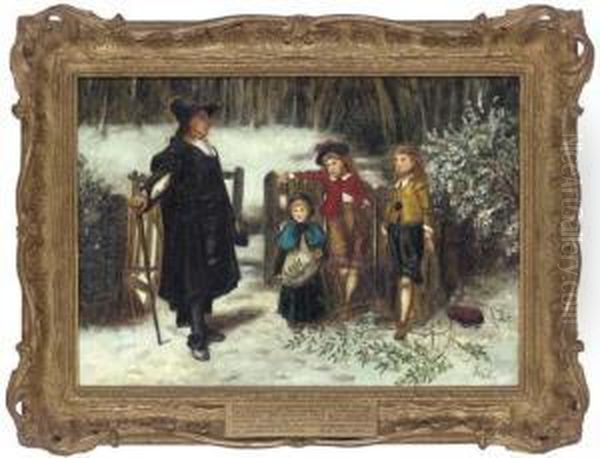 Gathering Mistletoe Oil Painting by Frank Holl