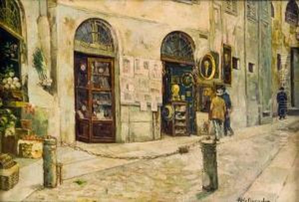 La Bottega Dell'antiquario Oil Painting by Alfons Hollaender