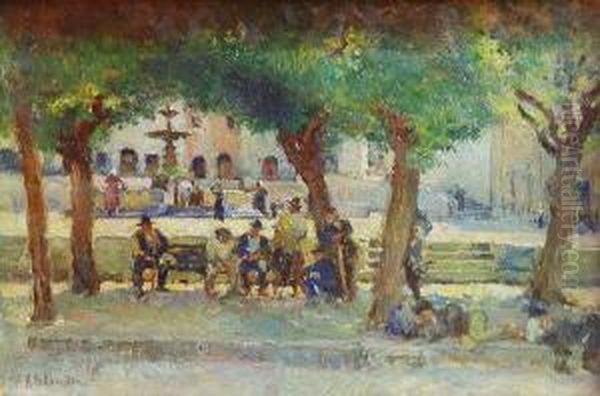 Al Parco Oil Painting by Alfons Hollaender