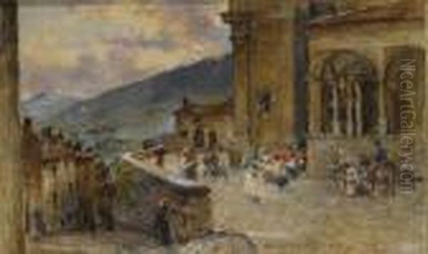 Processione In Paesaggio Toscano Oil Painting by Alfons Hollaender