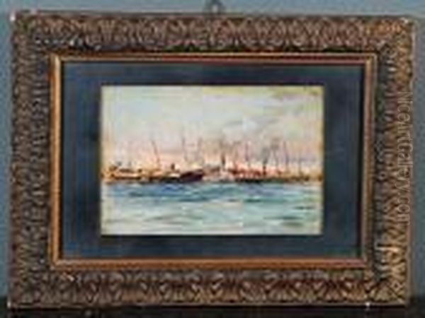 Il Porto Di Livorno Oil Painting by Alfons Hollaender