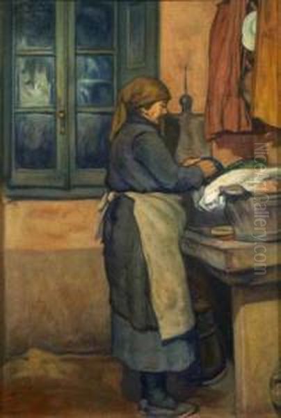 Il Bucato Oil Painting by Alfons Hollaender