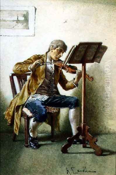 The Violinist Oil Painting by A. Canella