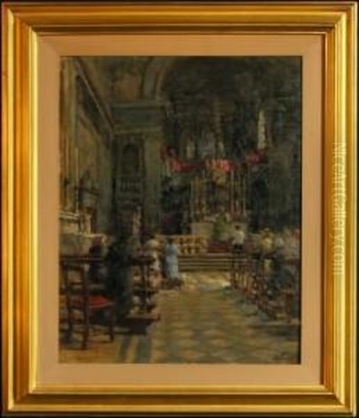 Interno Di Chiesa Oil Painting by Alfons Hollaender