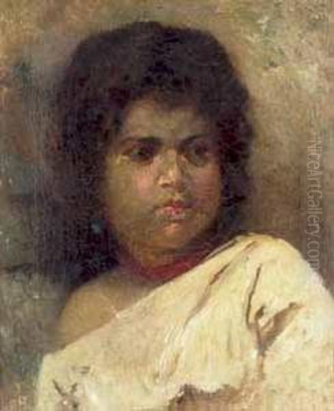 Ritratto Di Bimba Oil Painting by Alfons Hollaender